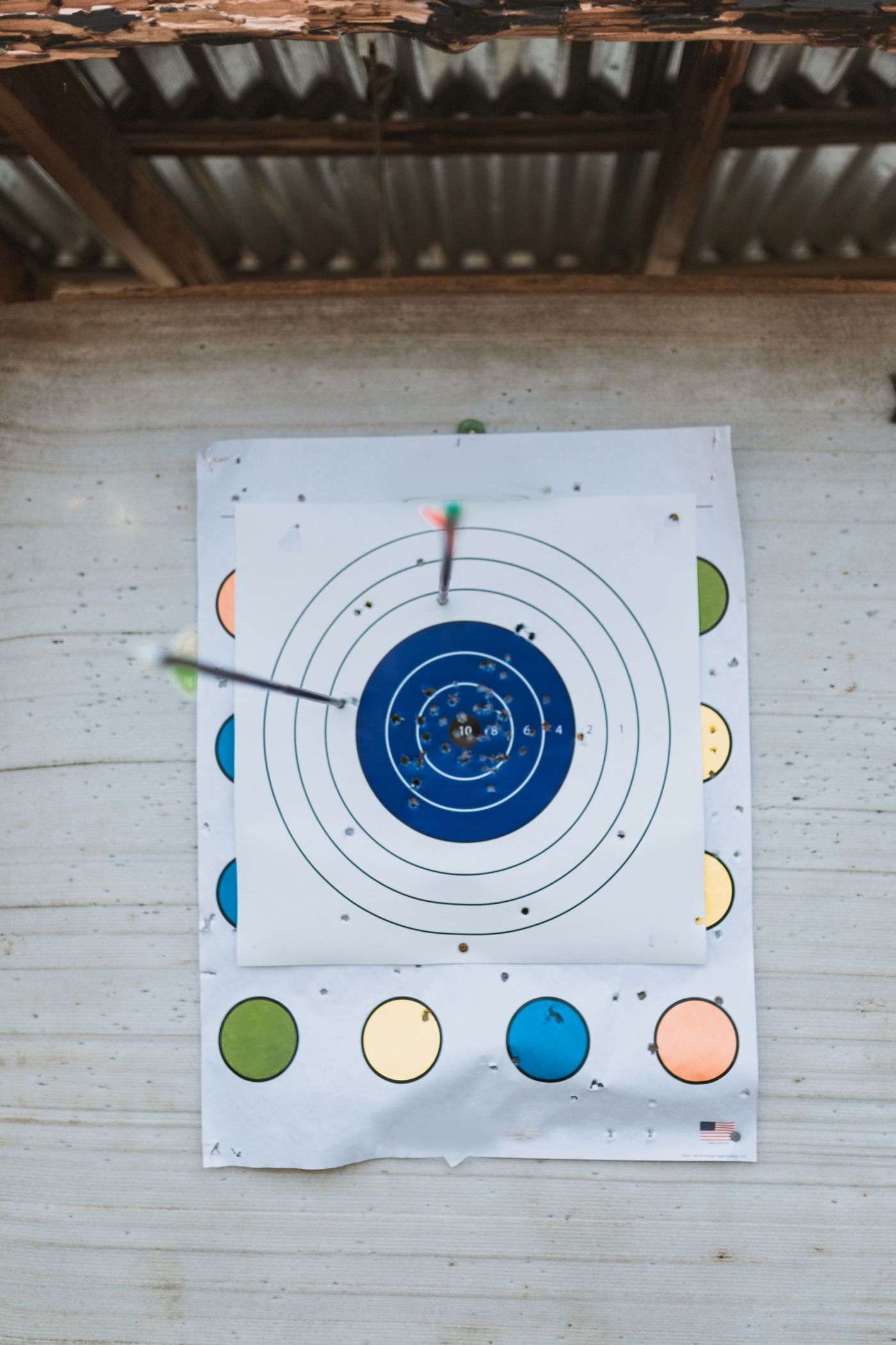 Arrows embedded in an archery target, a thematic photograph about the expectations of a martial house.